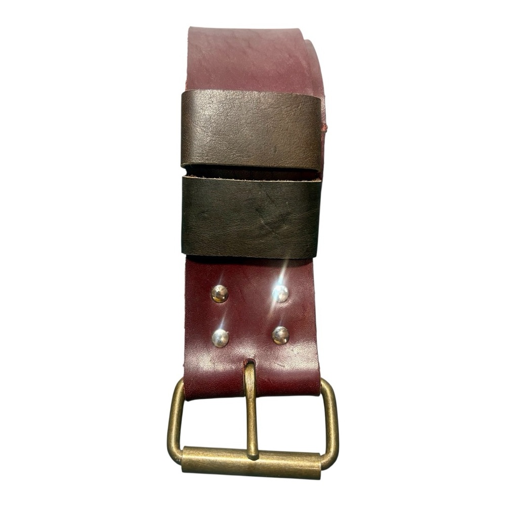HANDCRAFTED Vintage Burgundy Leather Buckle Belt